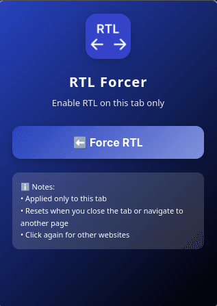 افزونه تغییر چیدمان به راستبهچپ (RTL Forcer Chrome Extension)